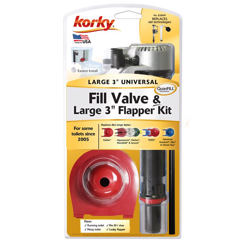 Korky QuietFILL Platinum Large 3 inch Flapper Fill Valve And Flapper Kit