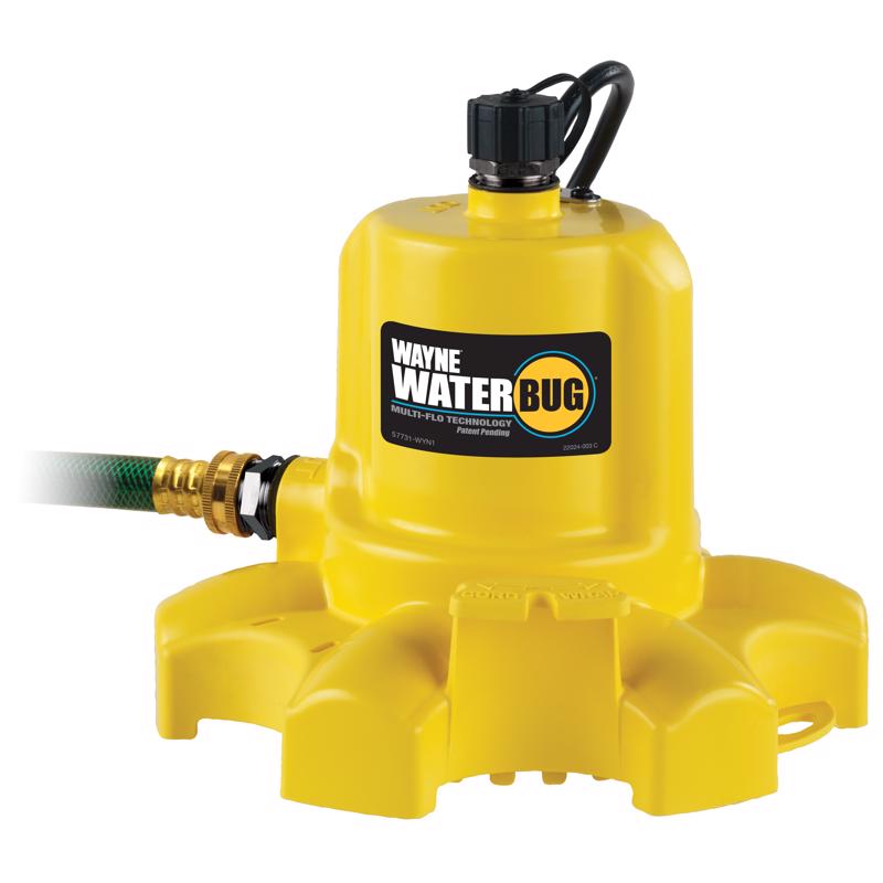 Wayne WaterBug 1/6 HP 1350 gph Thermoplastic Switchless Switch Bottom AC Utility Pump