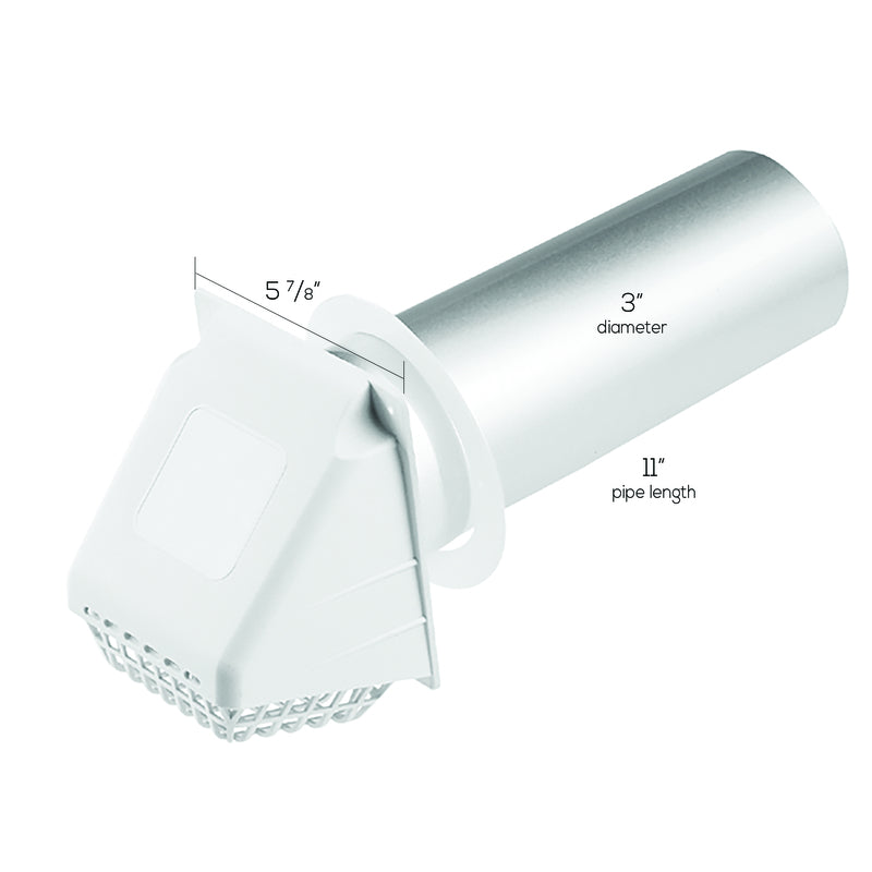 Ace 3 in. W X 6 in. L White Plastic Bathroom Vent