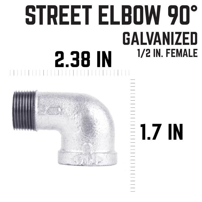 STZ Industries 1/2 in. FIP each X 1/2 in. D MIP Galvanized Malleable Iron 90 Degree Street Elbow