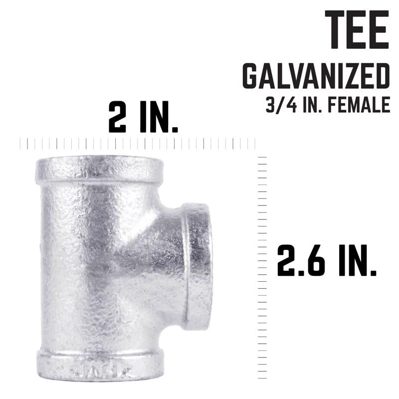 STZ Industries 3/4 in. FIP each X 3/4 in. D FIP 3/4 in. D FIP Galvanized Malleable Iron Tee