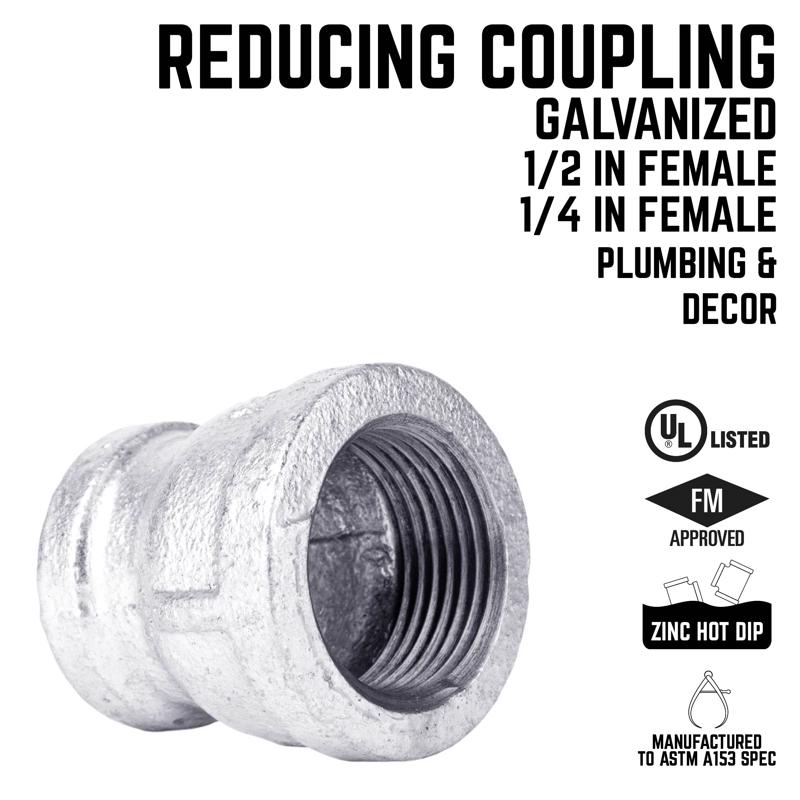 STZ Industries 1/2 in. FIP each X 1/4 in. D FIP Galvanized Malleable Iron Reducing Coupling