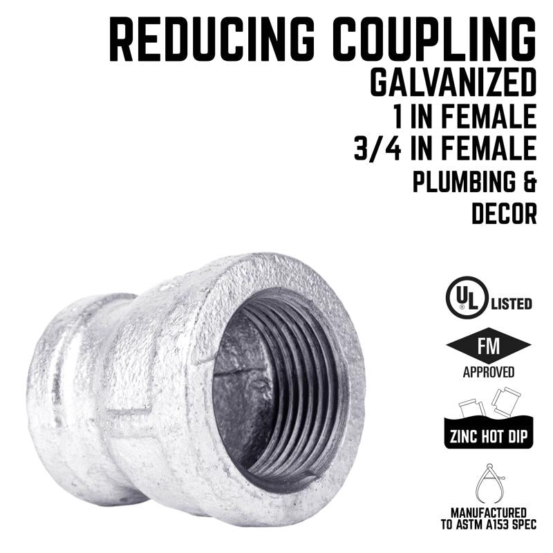 STZ Industries 1 in. FIP each X 3/4 in. D FIP Galvanized Malleable Iron Reducing Coupling
