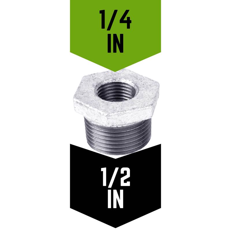 STZ Industries 1/2 in. MIP each X 1/4 in. D FIP Galvanized Malleable Iron Hex Bushing