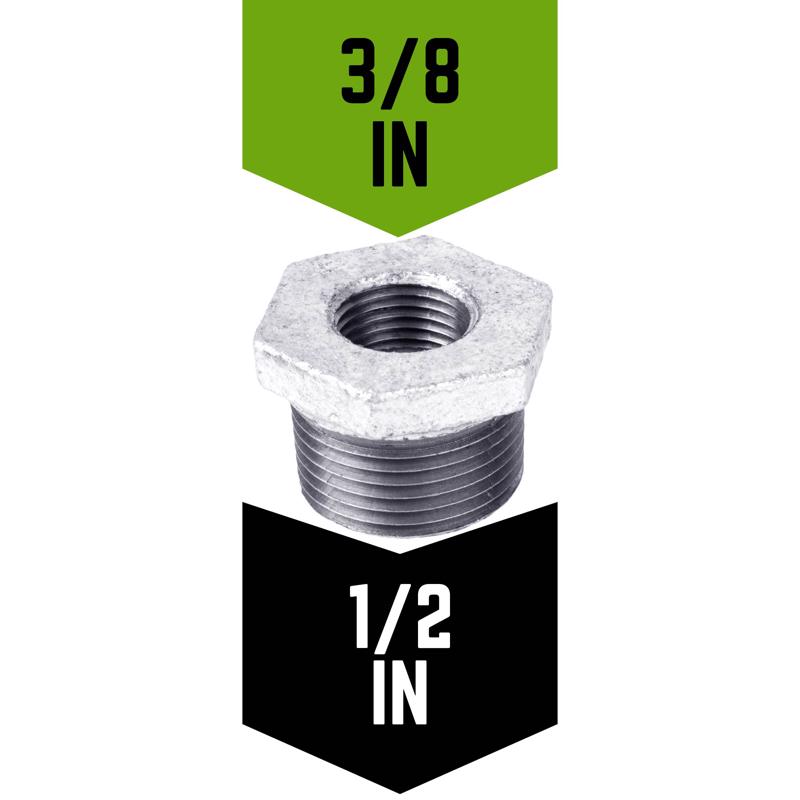 STZ Industries 1/2 in. MIP each X 3/8 in. D FIP Galvanized Malleable Iron Hex Bushing