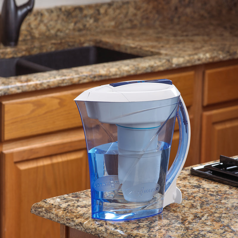 ZeroWater Ready-Pour 10 cups Blue/White Water Filtration Pitcher