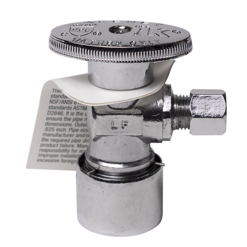 Ace Quick Lock 1/2 in. Push-Fit in. X 1/4 in. Push-Fit Brass Angle Valve