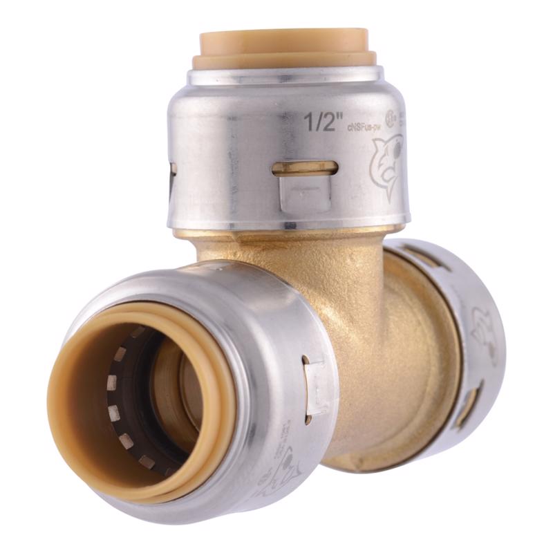 SharkBite Push to Connect 1/2 in. PTC X 1/2 in. D PTC Brass Tee