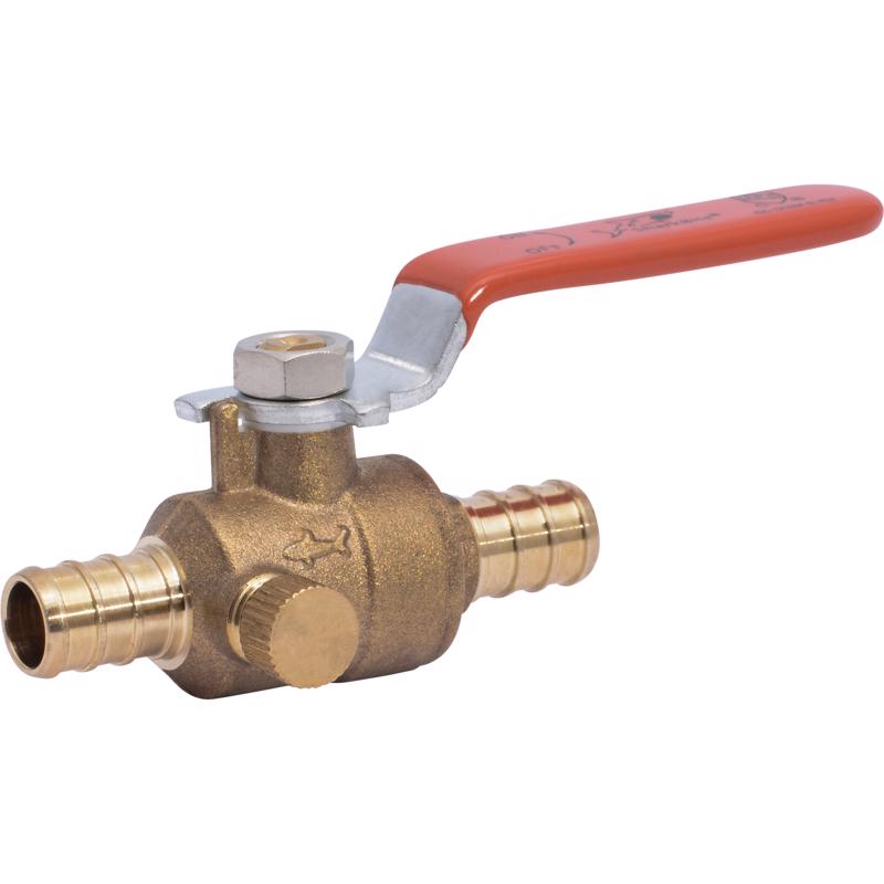 SharkBite 1/2 in. Brass Crimp Ball Valve with Drain Full Port