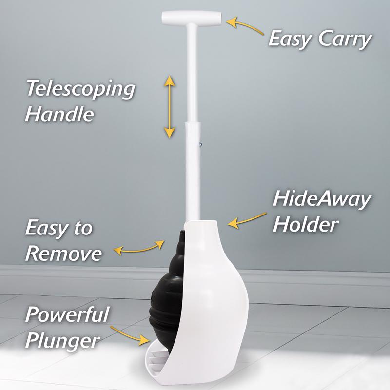 Korky Beehive Max Toilet Plunger with Holder 16 in. L X 6 in. D
