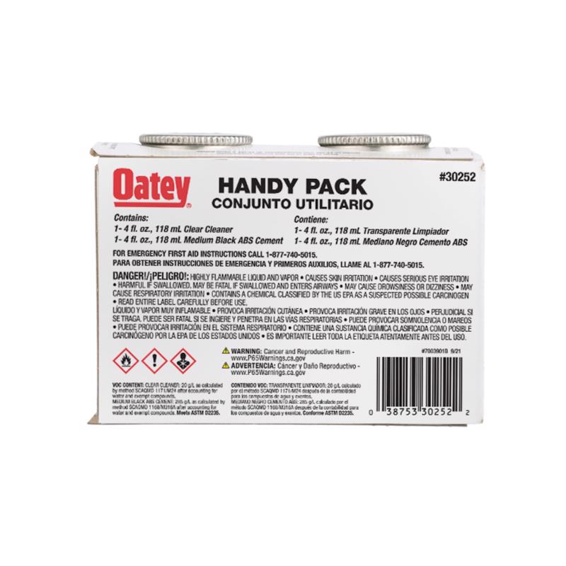 Oatey Handy Pack Clear/Black Cement and Cleaner For ABS 2 pk