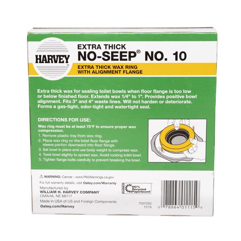 Harvey's Bol-Wax Wax Ring Polyethylene/Wax For Water Closets to Flanges
