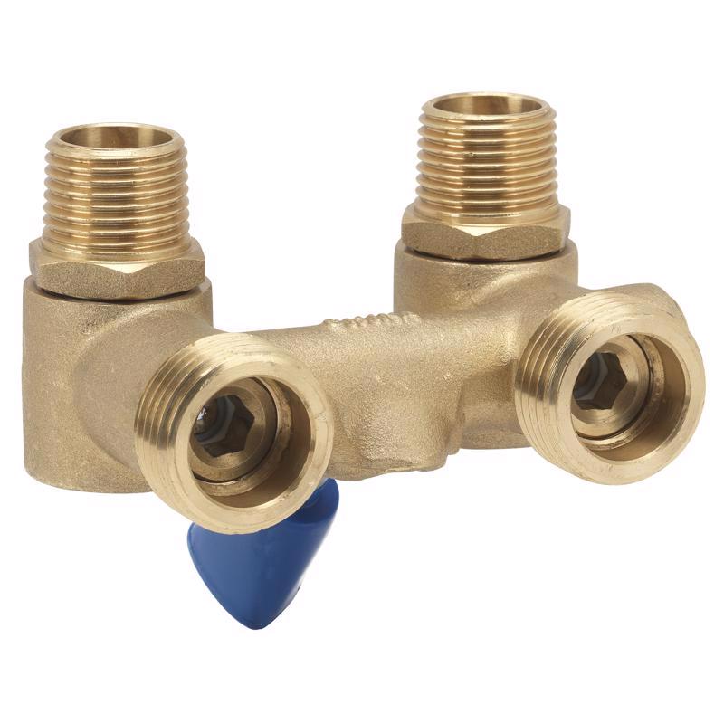 Homewerks 1/2 in. MPT X 3/4 in. MHT Brass Dual Washing Machine Shut-Off Valve