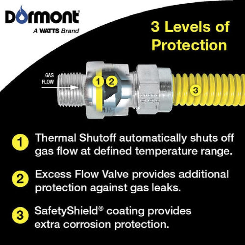 Dormont SmartSense 1/2 in. Flare Sizes X 5/8 in. D OD 36 in. Stainless Steel Gas Connector Kit