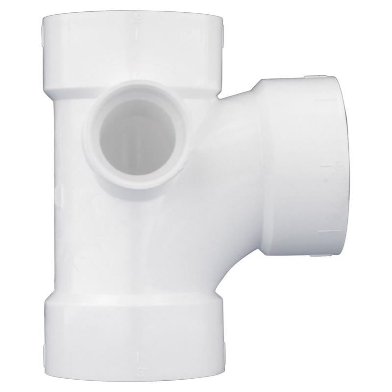 Charlotte Pipe Schedule 40 3 in. Hub X 3 in. D Hub PVC Sanitary Tee with Left Side Inlet 1 pk