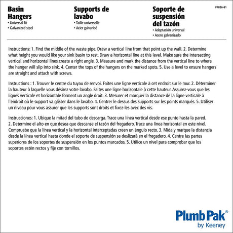 Plumb Pak Galvanized Steel Basin Hanger