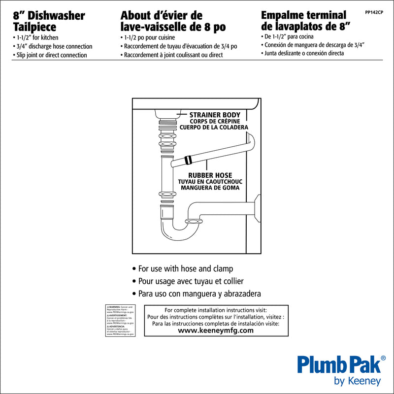 Plumb Pak 1-1/2 in. D X 8 in. L Brass Branch Tailpiece