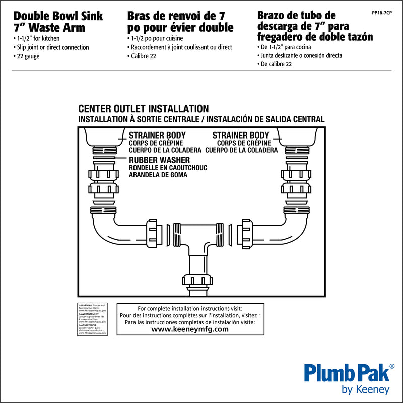 Plumb Pak 1-1/2 in. D X 7 in. L Brass Waste Drain Tube