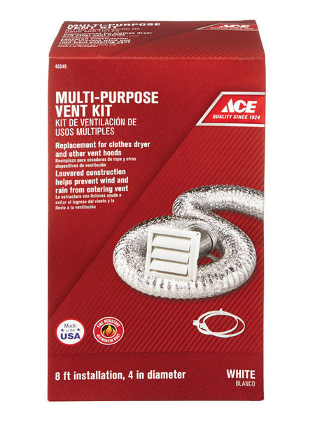 DRYER VENT KIT 4"X8'WHT