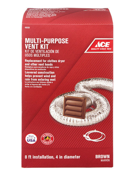 DRYER VENT KIT 4"X8'BRN