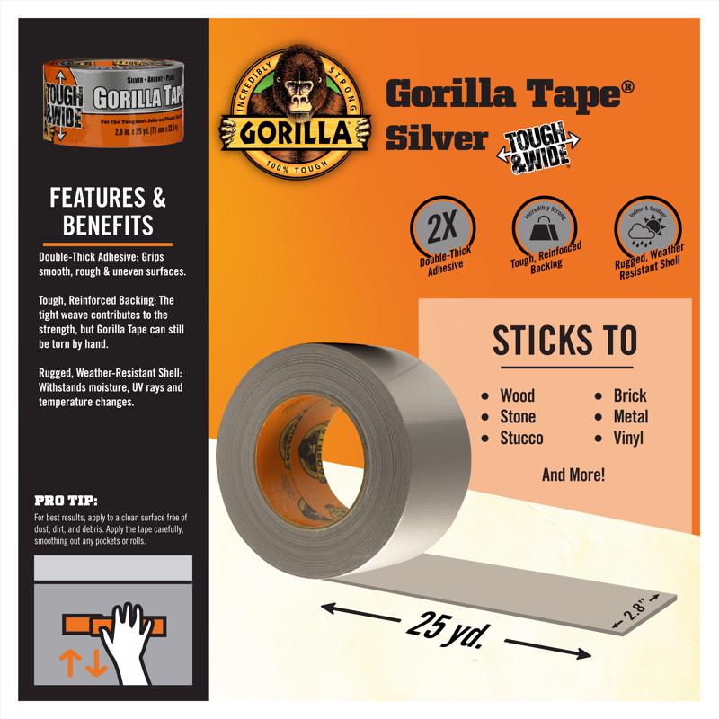 Gorilla 2.88 in. W X 25 yd L Silver Duct Tape