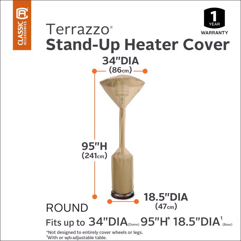 Classic Accessories Terrazzo 95 in. H X 34 in. W Brown Polyester Patio Heater Cover