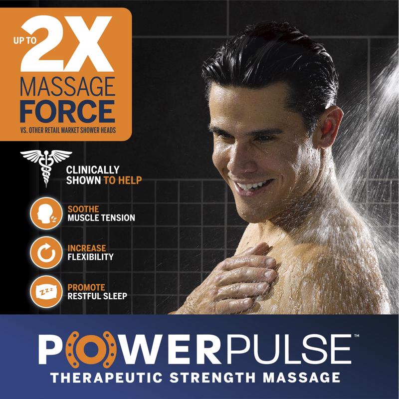 Waterpik Drencher PowerPulse Massage Chrome 6 settings Wallmount Showerhead 1.8 gpm