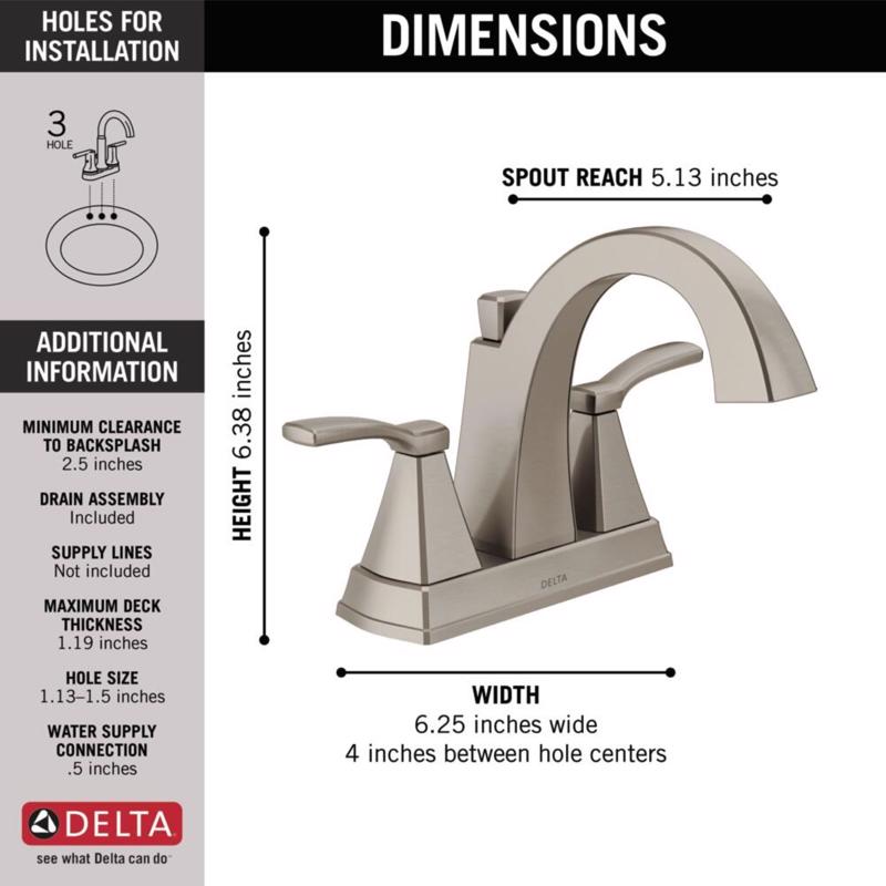 Delta Stainless Steel Pop-up Bathroom Sink Faucet 4 in.