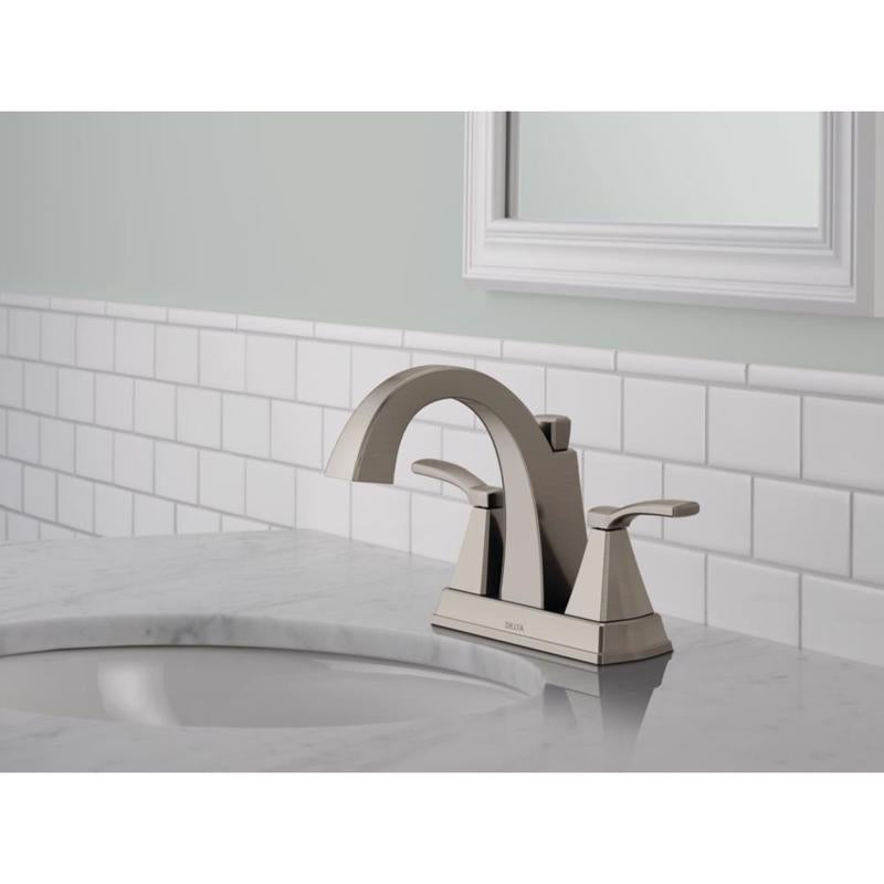 Delta Stainless Steel Pop-up Bathroom Sink Faucet 4 in.