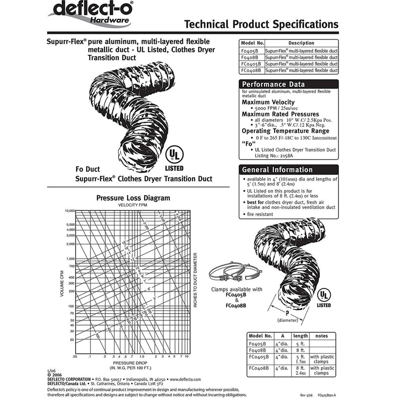 Deflect-O 4 in. W X 96 in. L Metallic Silver Aluminum Dryer Vent