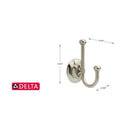 Delta Porter 5.98 in. H X 3.78 in. W X 2.95 in. L Brushed Nickel Robe Hook