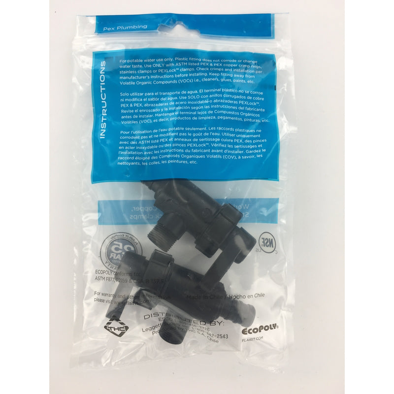 Flair-It Ecopoly 1/2 in. PEX Crimp X 3/8 in. Compression Plastic Quarter Turn Angle Stop Valve