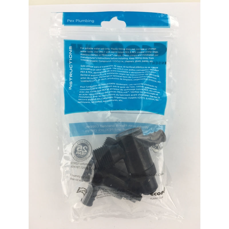 Flair-It Ecopoly 1/2 in. Crimp X 1/2 in. MPT Plastic 3-Way Valve
