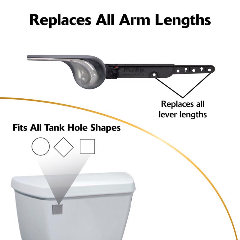 Korky Strong Arm Flush Handle Black Chrome For Universal