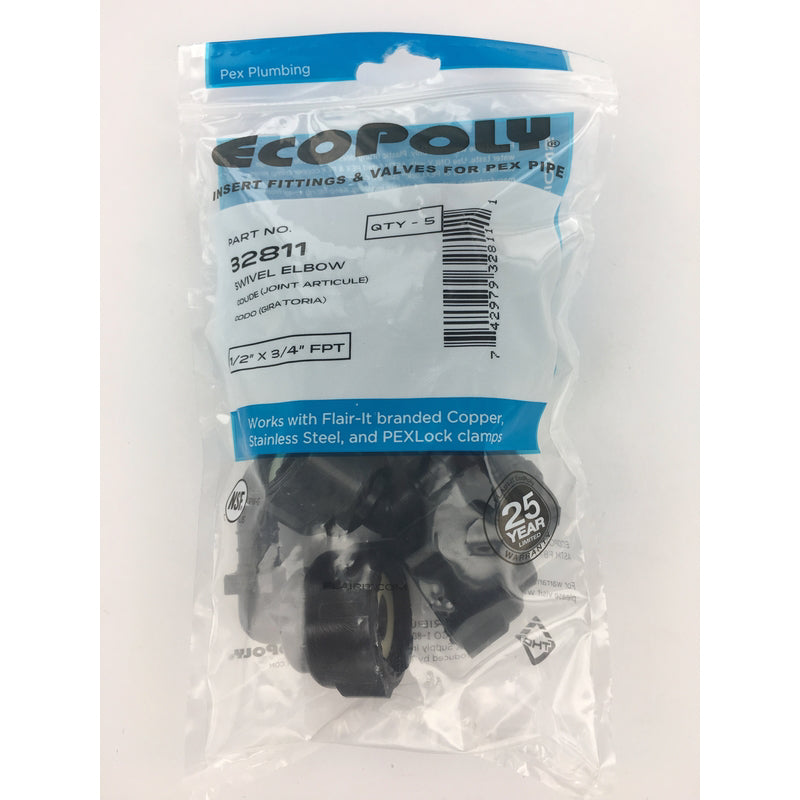 Flair-It Ecopoly 1/2 in. PEX Barb X 3/4 in. D FPT Swivel Elbow