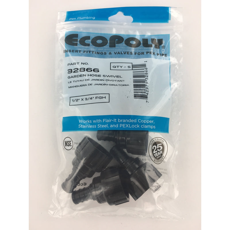 Flair-It Ecopoly 1/2 in. PEX X 3/4 in. D FGH Garden Hose Swivel