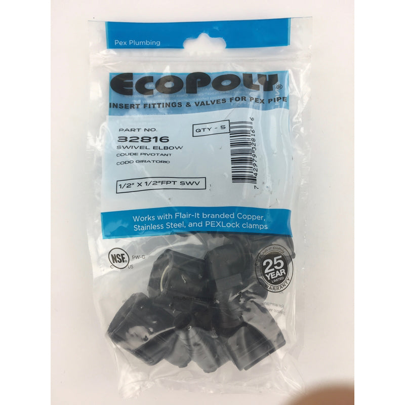 Flair-It Ecopoly 1/2 in. PEX Barb X 1/2 in. D FPT Swivel Elbow