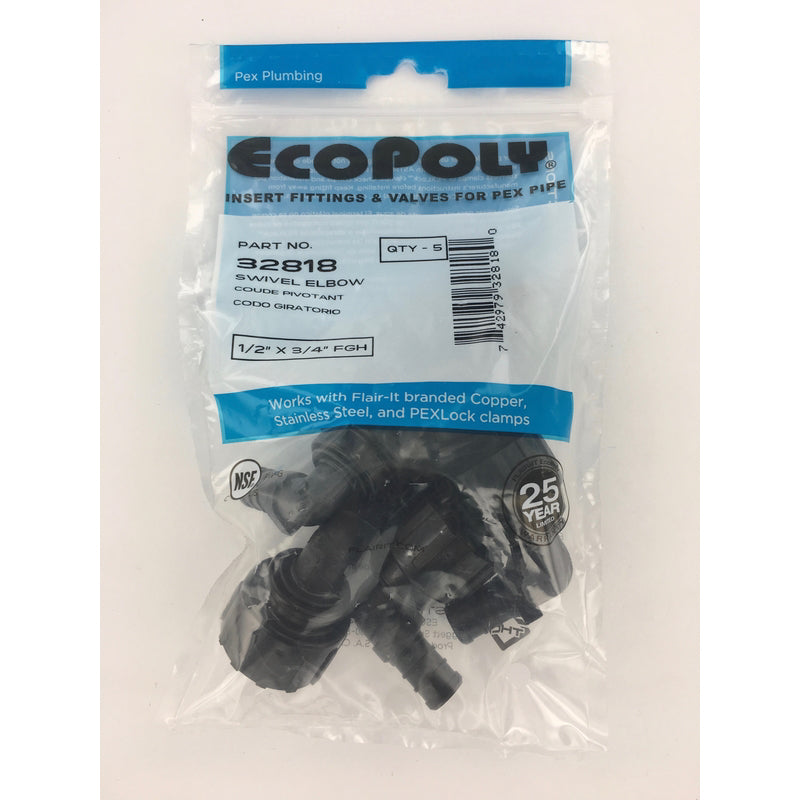 Flair-It Ecopoly 1/2 in. PEX Barb X 3/4 in. D FGH Swivel Elbow