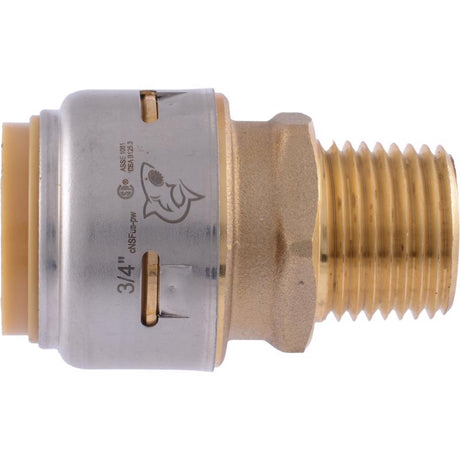 SharkBite Max 3/4 Inch x 1/2 Inch MNPT Bullnose Adapter, Push to Connect Brass Plumbing Fitting, PEX Pipe, Copper, CPVC, PE-RT, HDPE, UR138A