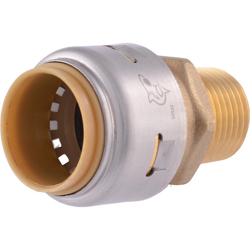 SharkBite Max 3/4 Inch x 1/2 Inch MNPT Bullnose Adapter, Push to Connect Brass Plumbing Fitting, PEX Pipe, Copper, CPVC, PE-RT, HDPE, UR138A