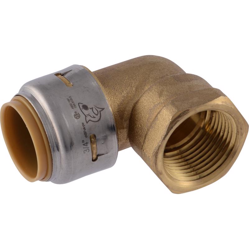 SharkBite Push to Connect 3/4 in. FNPT X 3/4 in. D FNPT Brass 90 Degree Elbow