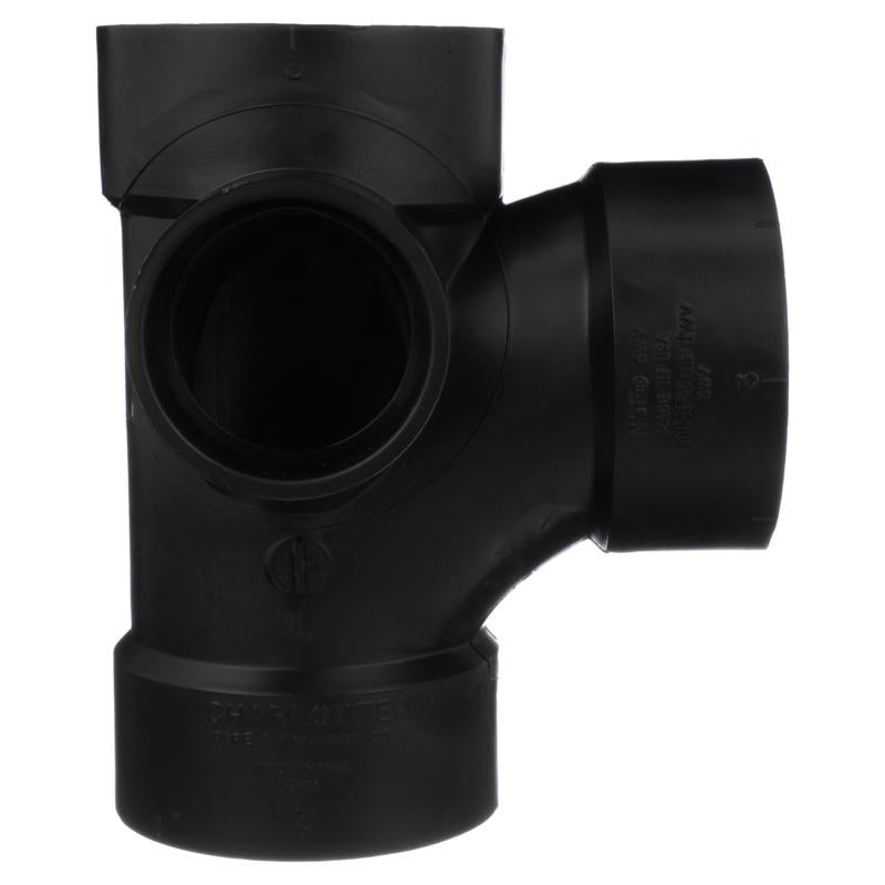 Charlotte Pipe 3 in. Hub X 3 in. D Hub ABS Sanitary Street Tee