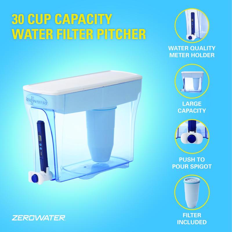 ZeroWater Ready-Pour 30 cups Blue Water Filtration Dispenser