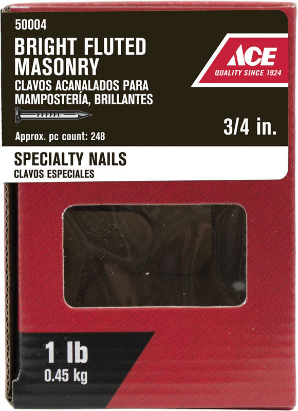 Ace 3/4 in. Masonry Bright Steel Nail Flat Head 1 lb