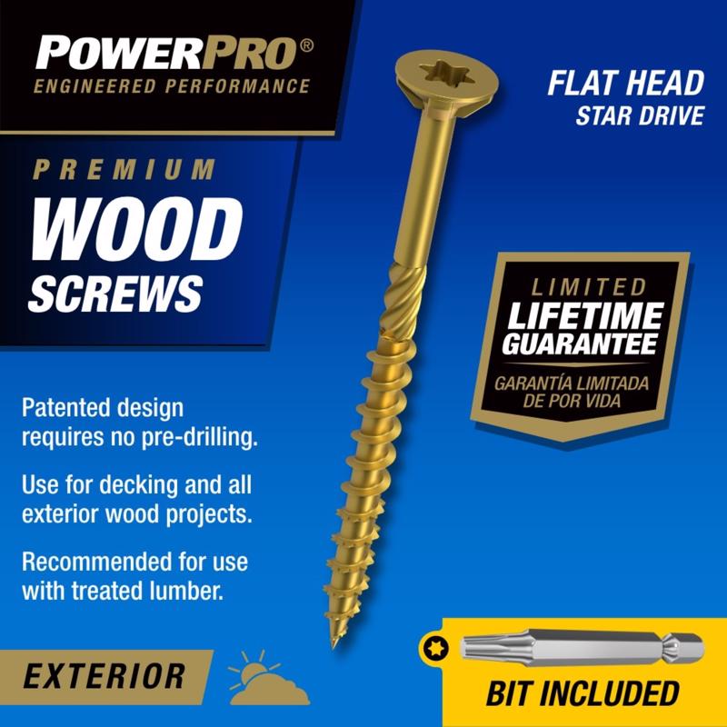 HILLMAN Power Pro No. 9 in. X 2-1/4 in. L Bronze Star Flat Head Premium Deck Screws 5 lb 565 pk