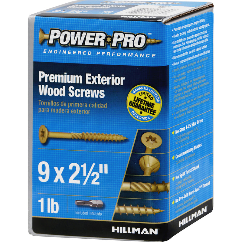 Hillman Power Pro No. 9 X 2-1/2 in. L Star Flat Head Premium Deck Screws 1 lb 100 pk