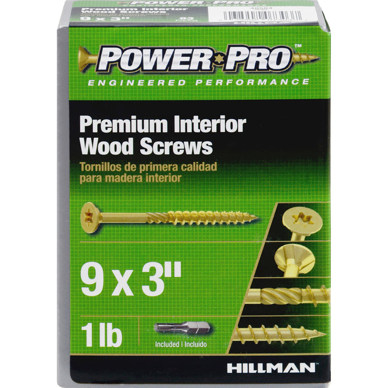 Hillman Power Pro No. 9 X 3 in. L Star Yellow Zinc Wood Screws 1 lb 83 pk