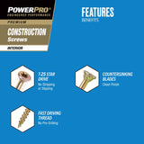 Hillman Power Pro No. 8 X 1-3/4 in. L Star Yellow Zinc Wood Screws 1 lb 175 pk