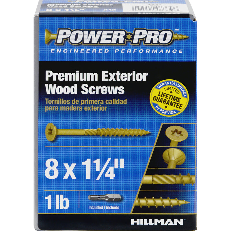 Hillman Power Pro No. 8 X 1-1/4 in. L Star Bronze Ceramic Wood Screws 1 lb 242 pk