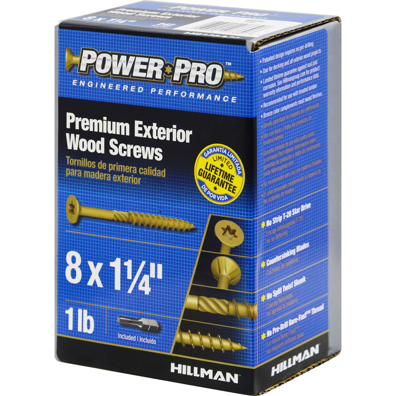 Hillman Power Pro No. 8 X 1-1/4 in. L Star Bronze Ceramic Wood Screws 1 lb 242 pk